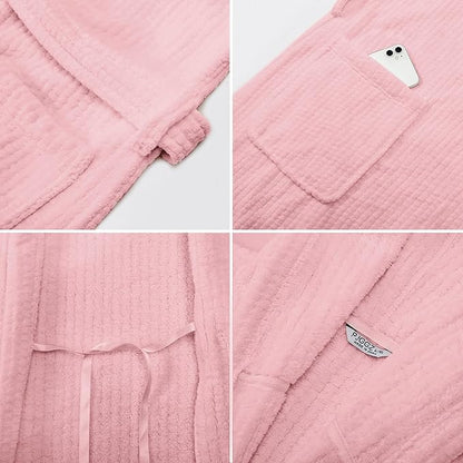 Women's Shawl Collar Bathrobe, Soft Long Towel Robes for Women - Super Absorbent Quick Dry yet Warm