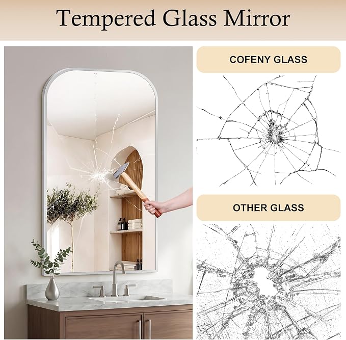 COFENY Bathroom Mirror, 30x50 inch Silver Rectangle Wall Mounted Mirror with Thin Frame, Bathroom Vanity Mirrors for Over Sink, Entryway, Living Room, Bedroom