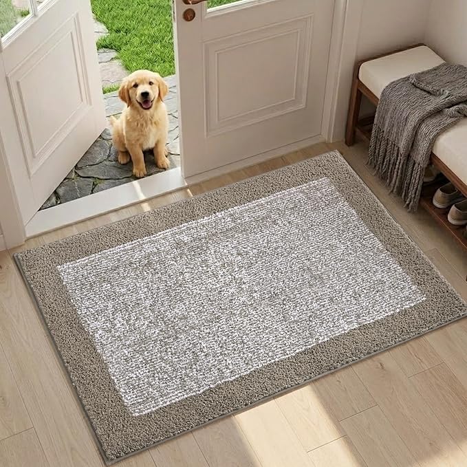 Bathroom Rugs 30x20 Non Slip Washable, Bath Mat for Bathroom Floor Tub, Soft Absorbent Quick Dry Mats for Shower, Bathtub,Home Decor（Greige）