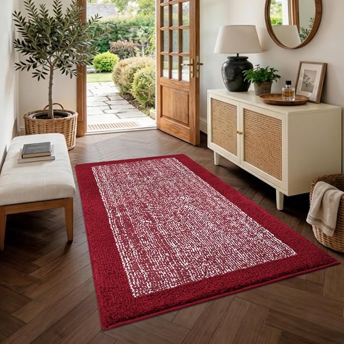 48x32 Large Bathroom Rugs Washable Non Slip, Red Bath Mat for Bathroom Floor Tub, Soft Absorbent Quick Dry Mats for Shower, Bathtub,Home Decor