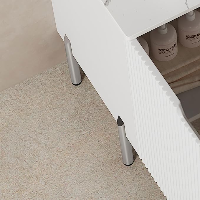 30″ White Modern Bathroom Vanity with Sink, Bathroom Storage Cabinet with 2 Soft Close Doors