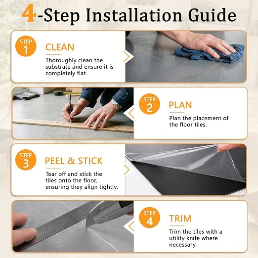 DEXDE Peel and Stick Floor Tile 18x18 Marble Vinyl Flooring Waterproof 30PC | Floor Tiles Peel and Stick Waterproof, Self Adhesive Floor Tiles, Sticky Floor Tiles Bathroom Floor Tiles 1.5FTx1.5FT Gray