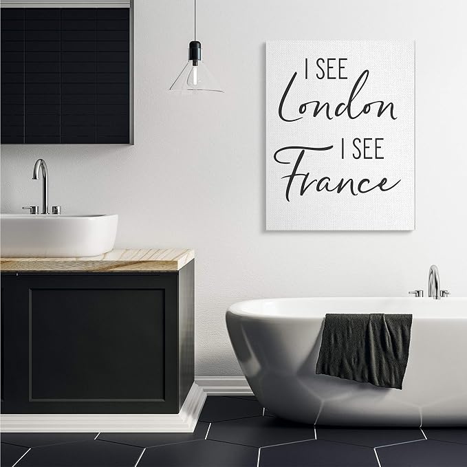 'I See London and France Saying Bathroom Humor'| Canvas Art | Stupell Industries | 36 x 48 Inches, Easy to Hang and Sturdy, Made in USA, by Lettered and Lined