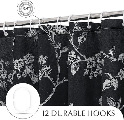 MitoVilla Long Cotton Floral Shower Curtain for Bathroom,72 x 78 | Long Cottagecore Spring Shower Curtains for Bathroom, Modern Farmhouse Country Plant Leaves Bathroom Décor, 72 x 78