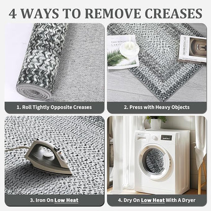 Printed Washable Area Rugs 9x12 Living Room Rug Modern Rugs for Bedroom Blue Rug Geometric Soft Large Area Rug Non Slip Throw Rugs Stain Resistant Carpet for Nursery Dining Room 9'x12' Grey