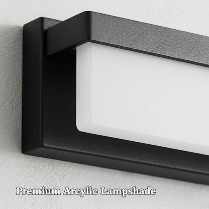URSOLA LED Bathroom Vanity Light Fixture Over Mirror 32.3 inch Modern Rectangle Black Matte Metal Lighting Bar 4000K Daylight Wall Sconce (Black)