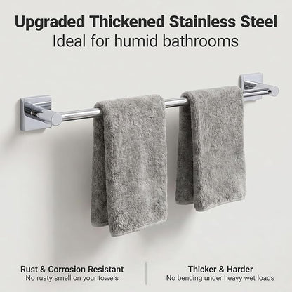 24-Inch Wall Mounted Towel Racks for Bathroom – Space Saver 4-Piece Durable Stainless Steel Bathroom Hardware Set with Towel Bar, Towel Ring, Toilet Paper Holder & Hook, Chrome