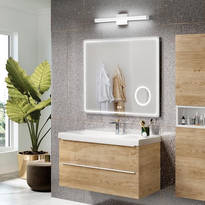 LED Modern Bathroom Vanity Light Fixtures (24-Inch, Cool White 6000K), Modern Acrylic Bathroom Wall Lighting Fixtures for Bathroom Over Mirror, Chrome