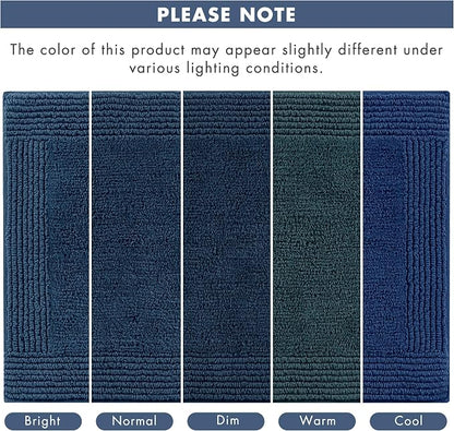 Madison Park Splendor Reversible 100% Cotton Bath Rug, 20 x 30, Navy | Tufted Bathroom Mat, 3000 GSM, Hotel Quality, Luxurious Plush, Medium Pile, Absorbent, Quick Dry, OEKO-TEX, Shower Room Décor