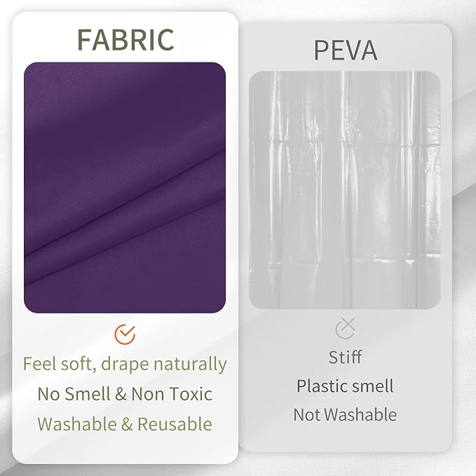ALYVIA SPRING Waterproof Fabric Shower Curtain or Liner Royal Purple, 72x72 | 3 Magnets, Soft Cloth & Hotel Quality, Machine Washable, Light-Weight, Standard Size