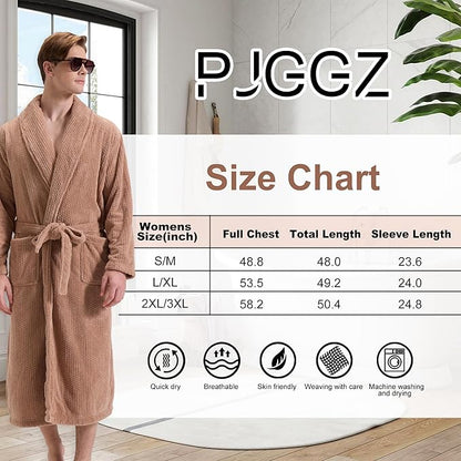 Men's Shawl Collar Bathrobe, Soft Long Towel Robe for Men - Super Absorbent Quick Dry yet Warm