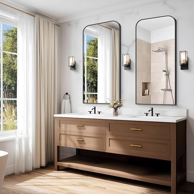 COFENY Bathroom Mirror, 24x48 inch Black Rectangle Wall Mounted Mirror with Thin Frame, Bathroom Vanity Mirrors for Over Sink, Entryway, Living Room, Bedroom