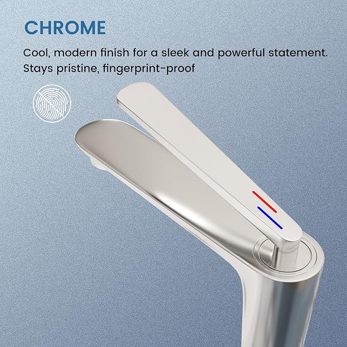 Bathroom Faucet Chrome, One Hole Single Handle Vessel Sink Faucet, Brass Bathroom Faucet for Vanity Sink Restroom Guestroom RVs