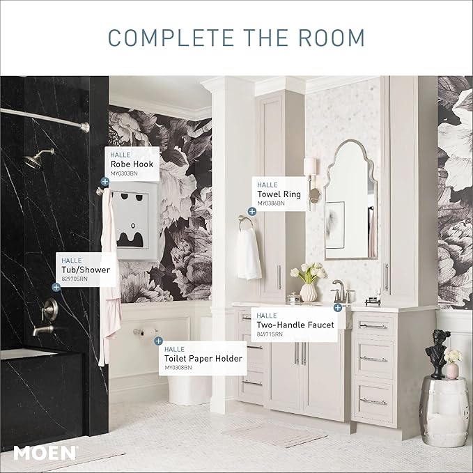 Moen Halle Spot Resist Brushed Nickel Two-Handle Centerset Bathroom Sink Faucet with Drain Assembly, 84971SRN (Pack of 2)