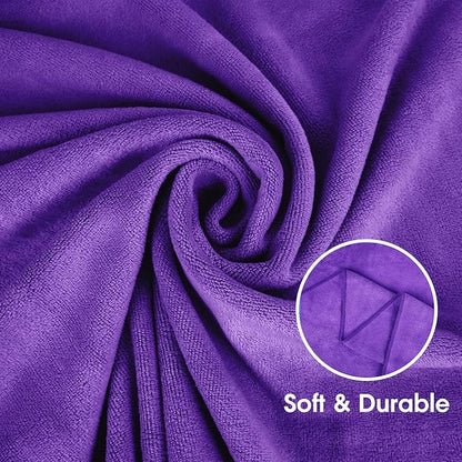 JML Bath Towel, Microfiber Bath Towels Set 4 Pack (30" x 60") - Large Size, Extra Absorbent, Quick Drying, Multipurpose as Fitness Towel, Sports Towels, Yoga Towel, Violet