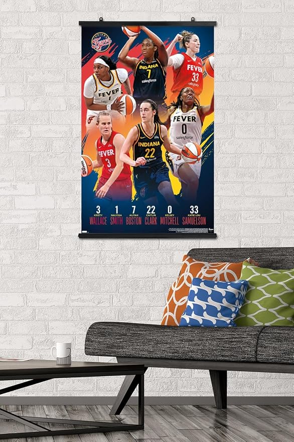 Trends International WNBA Indiana Fever -Team 24 Wall Poster, 34L x 22.4W, Premium Poster & Clip Bundle