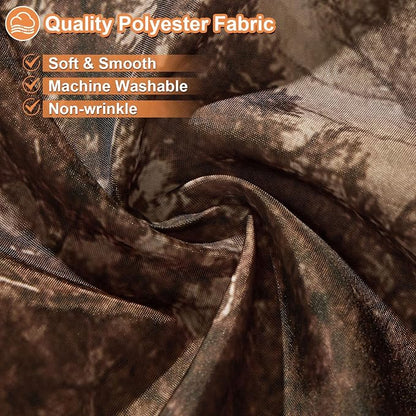 ORTIGIA Brown Misty Forest Shower Curtain for Bathroom, Nature Woodland Shower Curtain Set with Hooks, Decorative Pine Tree Fog Magic Bath Curtain for Home, Waterproof Fabric, Weighted, 72x72