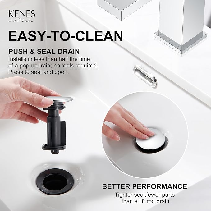 Chrome Bathroom Faucet Single Hole, Single Handle Vanity Sink Faucet | Bathroom Sink Faucet with Pop Up Drain & Supply Lines, Lead-Free cUPC & NSF Certified, 1 Handle Faucet for Vanity RV Restroom