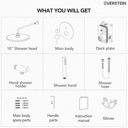 10" High-Pressure Rainfall Shower System with Handheld Spray, Wall Mount Bathroom Shower Faucet Set (Matte Black)
