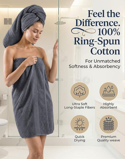 LANE LINEN 100% Cotton Bath Towels Set - 24 PCs - Durable, Quick Dry, Super Soft & Highly Absorbent - 4 Bath, 4 Fingertip, 6 Hand Towels, 8 Washcloths, 2 Bath Sheets - Perfect Family Set - Cool Grey | Towels And Washcloths Sets - Oversized & Roomy, Lig...