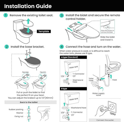 VOVO VB-3100SR Round Bidet Toilet Seat, Warm Water, LED Light, Heated Seat, White, Dryer, Stainless Steel Nozzle, Made in Korea