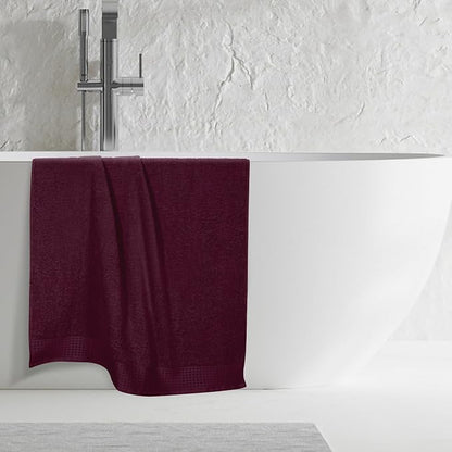 GLAMBURG 100% Cotton Oversized 2 Pack Bath Sheets 35x70, Ultra Soft Highly Absorbant Compact Quickdry & Lightweight Large Bath Sheet Set, Ideal for Gym Travel Camp Pool - Burgundy