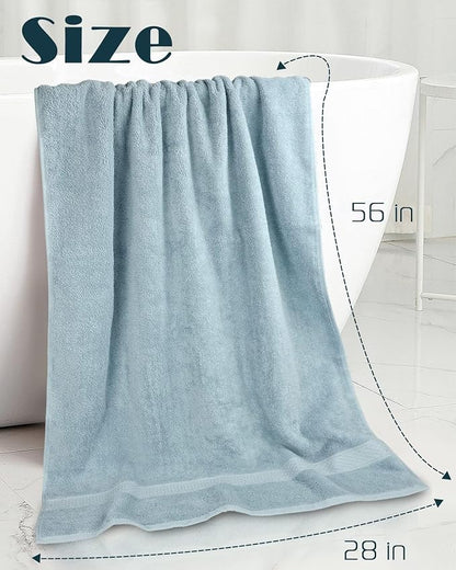 Cleanbear Cotton Bath Towels, 2-Pack, 2 Colors, 55 x 27.5 Inches | Ultra Soft Shower Towels for Daily Use 500GSM Medium Weight, Large Bathroom Towel Set (Light-Gray & Light-Green)