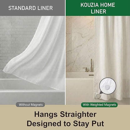 Waterproof Fabric Shower Curtain Liner, TPU Coated, PEVA-Free & Odorless, Hotel Quality, 3 Magnets, Rust-Proof Metal Grommets, Machine Washable, White, 72x72 Inch, Pack of 2