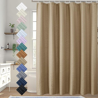 Aiyufeng Taupe Shower Curtain for Bathroom, Embossed Textured Fabric Shower Curtain for Bathroom - Soft Cloth & Hotel Spa, Machine Washable, 72X96, Taupe