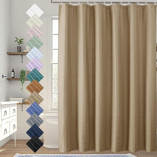 Aiyufeng Taupe Shower Curtain for Bathroom, Embossed Textured Fabric Shower Curtain for Bathroom - Soft Cloth & Hotel Spa, Machine Washable, 72X96, Taupe