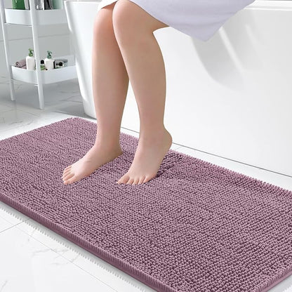 OLANLY Large Bathroom Rugs 50x30, Extra Soft Absorbent Chenille Bath Rugs | Deep Plum, Quick-Drying Rubber Backing, Machine Washable Bath Mat for Bathroom Floor, Tub and Shower, Home Decor Accessories