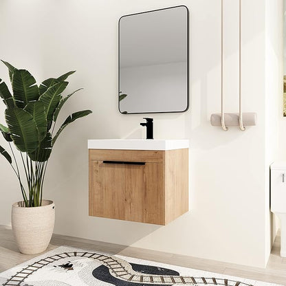 Malwee 24" Floating Bathroom Vanity with Sink, Rustic Bathroom Wall-Hung Vanity, Mordern Bath Sink Vanity Combo, Bathroom Cabinet Set with Ample Storage, (021)