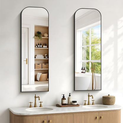 YIROMAN Bathroom Mirrors for Over Sink,16"x48" Black Bathroom Vanity Mirror | Thin Brushed Aluminum Frame,HD tempered glass, Rectangular,Rounded & Right-angle Corners,Sink,Entryway,Bedroom