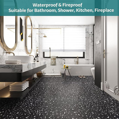 Pebble Tile, Pebble Tiles for Shower Floor Kitchen Backsplash Bathroom Black Marble Stone Look Wall and Floor Tile, 10 Sheets