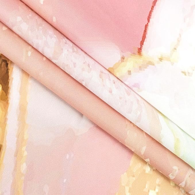 HVEST Modern Marble Shower Curtain with Hooks,Pink and Gold Marble Abstract Shower Curtain for Bathroom,Blue Marble Bathroom Curtains Shower Set Bathroom Decorations,78L X 72W inches