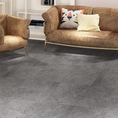 Livelynine Industrial Concrete Vinyl Flooring Peel and Stick Floor Tile Stickers Waterproof Vinyl Floor Tiles for Bathroom Kitchen Self Adhesive Laminate Flooring Sticky Floor Covering 12X12 In 4-Pack