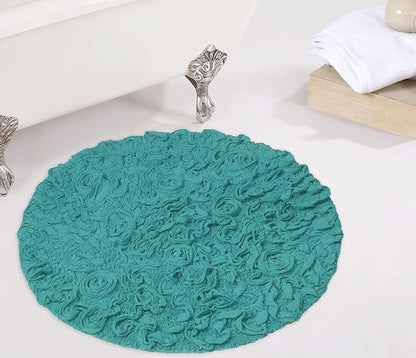 Home Weavers Bell Flower Collection 100% Cotton Tufted Bath Rugs, Extra Soft and Absorbent Bath Rugs, Non-Slip Bath Mats, Machine Washable, Bath Mats for Bathroom Floor and Tub, 30" Round, Turquoise