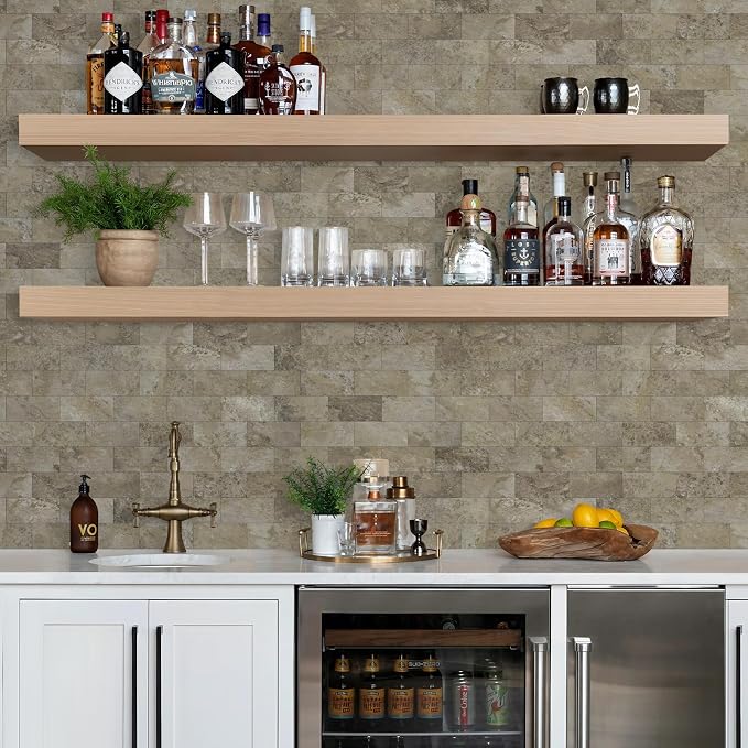 STICKGOO 10-Sheet Subway Tile Peel and Stick Backsplash, Rust Slate | Stick on Kitchen Backsplash, Waterproof, Self Adhesive PVC Wall Tiles for Kitchen, Bathroom, Fireplace