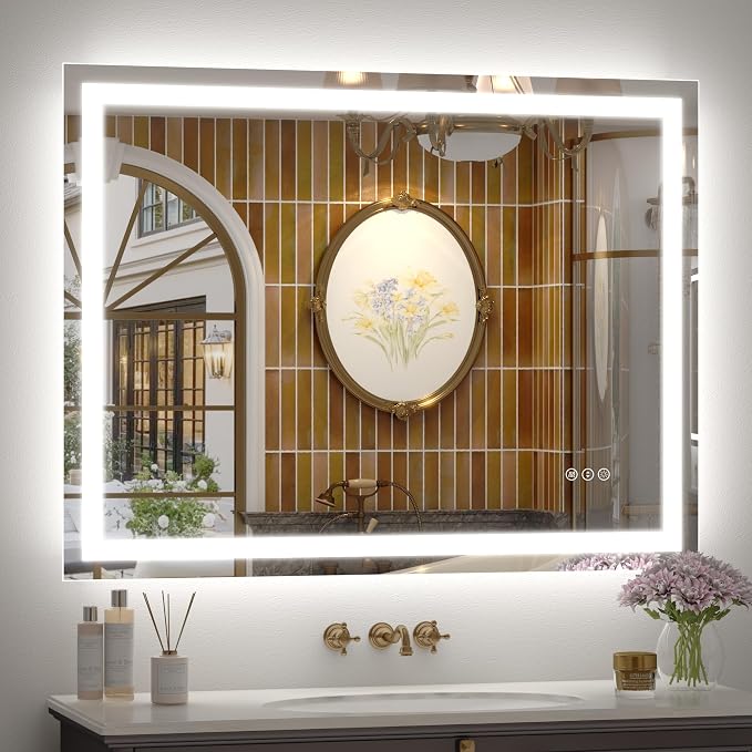 40x30 Inch LED Bathroom Mirror for Wall | Lighted Bathroom Vanity Mirror, Front Lights + Backlit, Dimmable, Anti-Fog, Shatter-Proof, ETL Listed(Horizontall/ Vertical)