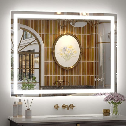 40x30 Inch LED Bathroom Mirror for Wall | Lighted Bathroom Vanity Mirror, Front Lights + Backlit, Dimmable, Anti-Fog, Shatter-Proof, ETL Listed(Horizontall/ Vertical)