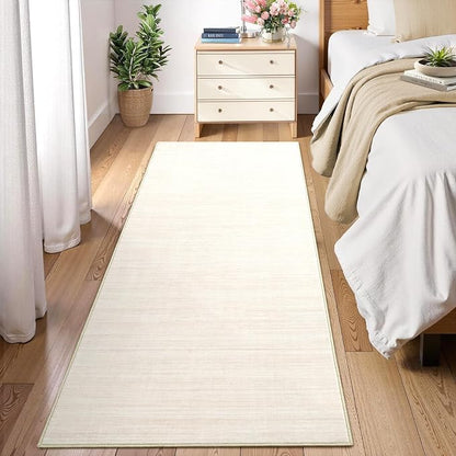 Garvee Modern Solid Color Rug 2x6 Washable Runner Rug for Hallway, Beige | Non Slip Non Shedding Contemporary Stain Resistant Low Pile Soft Minimalist Mats for Bedroom Kitchen Entryway