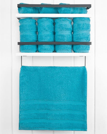 American Soft Linen Luxury Hand Towels for Bathroom, 600 GSM Heawy Weight 16x28 Size 100% Cotton Turkish 4 Piece Hand Face Towel Set, Aqua Blue Hand Towels