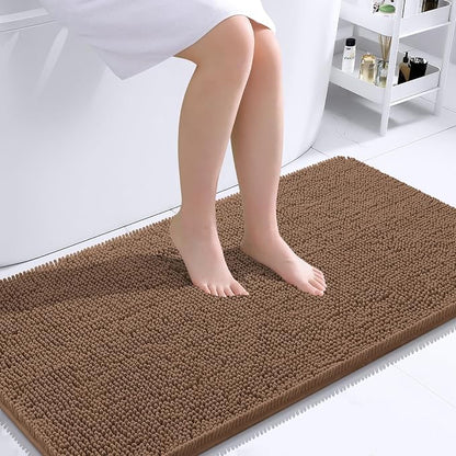 OLANLY Bathroom Runner Rugs 44x24, Extra Soft Absorbent Chenille Bath Rugs, Rubber Backing Quick Dry, Machine Washable Long Bath Mats for Bathroom Floor, Tub and Shower, Home Decor Accessories, Mocha | Mocha, Quick-Drying Rubber Backing, Machine Washab...