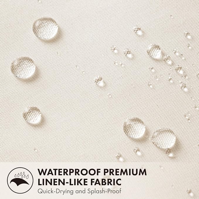ANRODUO Ivory Scalloped Linen Textured Shower Curtain, W72 x L72 | Boho Farmhouse Shower Curtain with 12 Metal Hooks, Machine Washable Waterproof Heavy Duty Fabric for Bathroom Bathtub