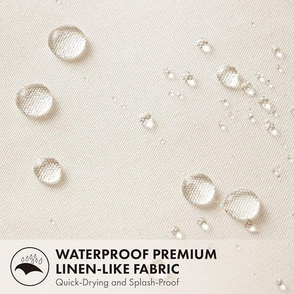 ANRODUO Ivory Scalloped Linen Textured Shower Curtain, W72 x L72 | Boho Farmhouse Shower Curtain with 12 Metal Hooks, Machine Washable Waterproof Heavy Duty Fabric for Bathroom Bathtub
