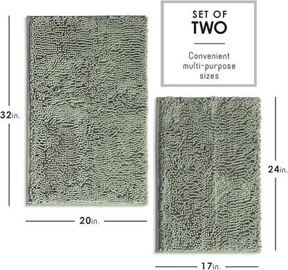 Hearth & Harbor Bathroom Rugs, Chenille Bath Mat - Machine Washable Bath Mats for Bathroom Non-Slip Backing Rubber, Quick Dry Bathroom Mat