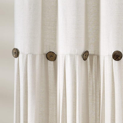 Lush Decor Linen Button Shower Curtain, 72" W x 78" L, Off White - Extra Long Shower Curtains - White Shower Curtain Fabric - Farmhouse Bathroom Decor