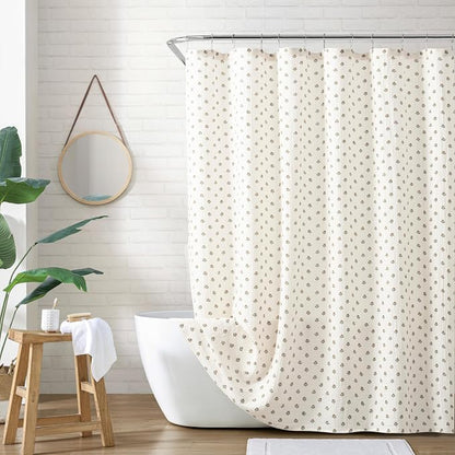 Peri Home Block Print Gauze Shower Curtain 72 x 72 inches Multi 1-Piece | Cotton Fabric, Bathroom