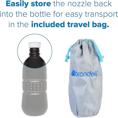 Brondell GoSpa Travel Bidet GS-70 – Portable Peri Bottle for Postpartum & Perineal Care, 400ml Handheld Bidet with Angled Nozzle, Collapsible Design, Nozzle Storage & Travel Bag, Midnight