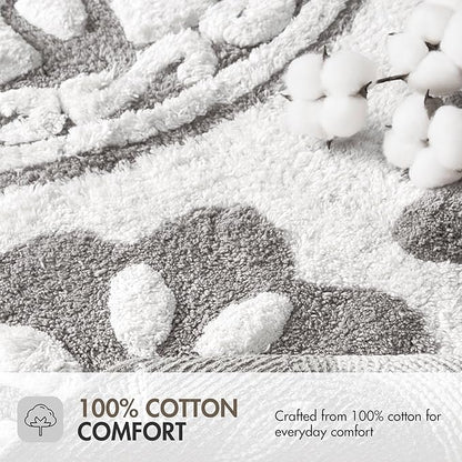 Madison Park Casablanca 100% Cotton Tufted Bathroom Rugs Luxurious Plush Medallion Floral Pattern Bath Mat Absorbent, Quick Dry, Spa Design Shower Room Décor, Rectangle 20" x 30", Grey